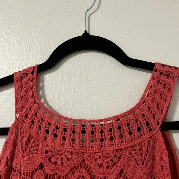 Boho Hippie Boutique Brand crochet tank fall pumpkin/rust size large lined - Picture 4 of 7